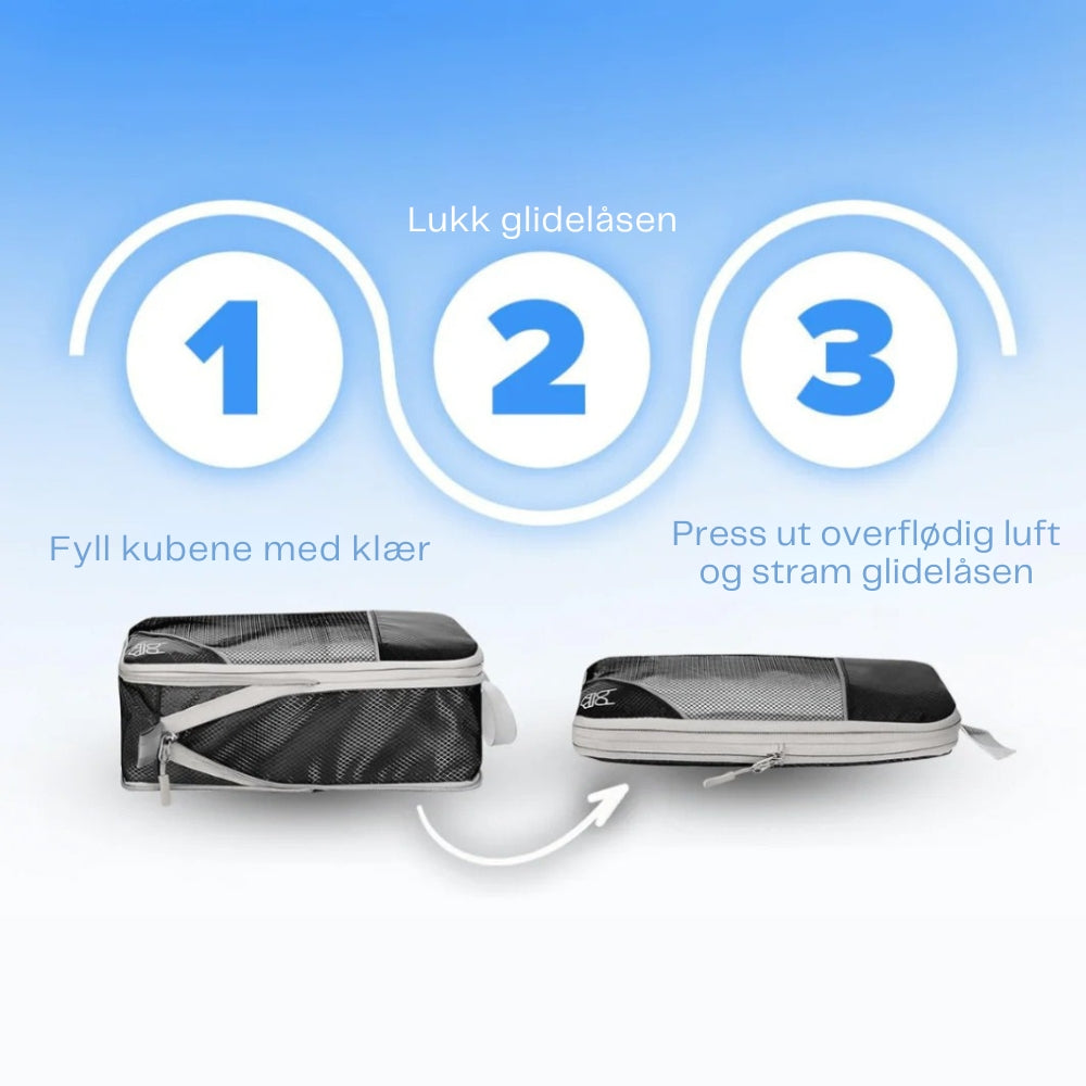 Packzy – Sett med 5 komprimeringskuber