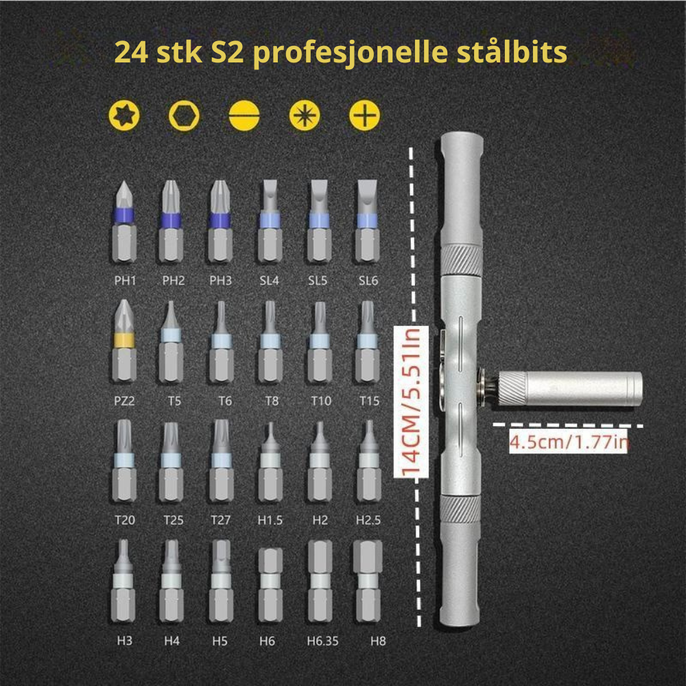 Pro 24-i-1 skralleskrutrekkersett