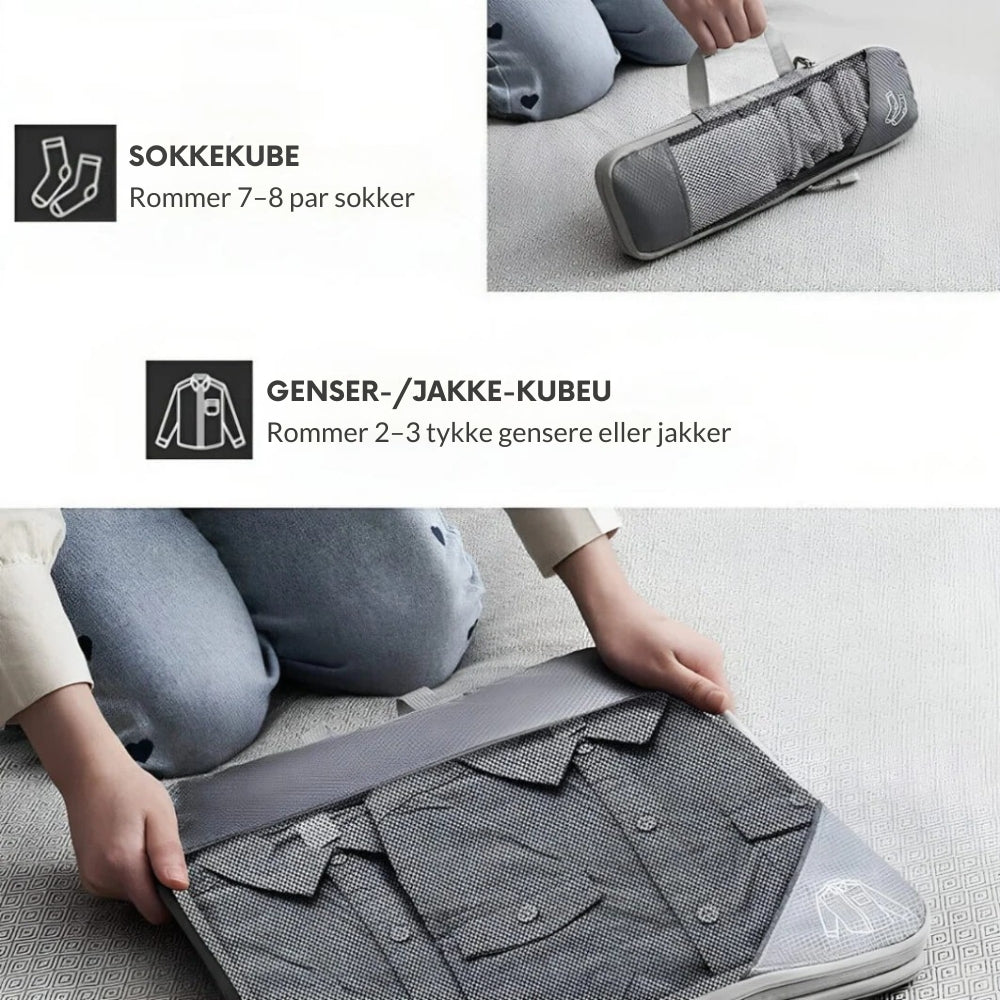 Packzy – Sett med 5 komprimeringskuber
