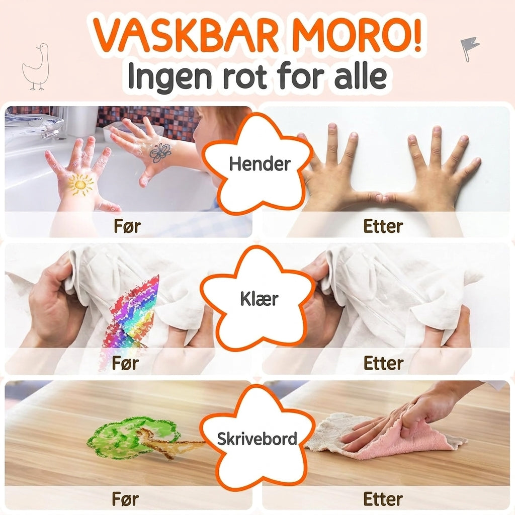 Crayloo - Silkemyke Vaskbare Fargestifter